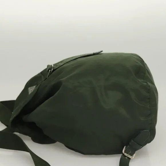 PRADA Backpack Nylon Khaki Silver Auth